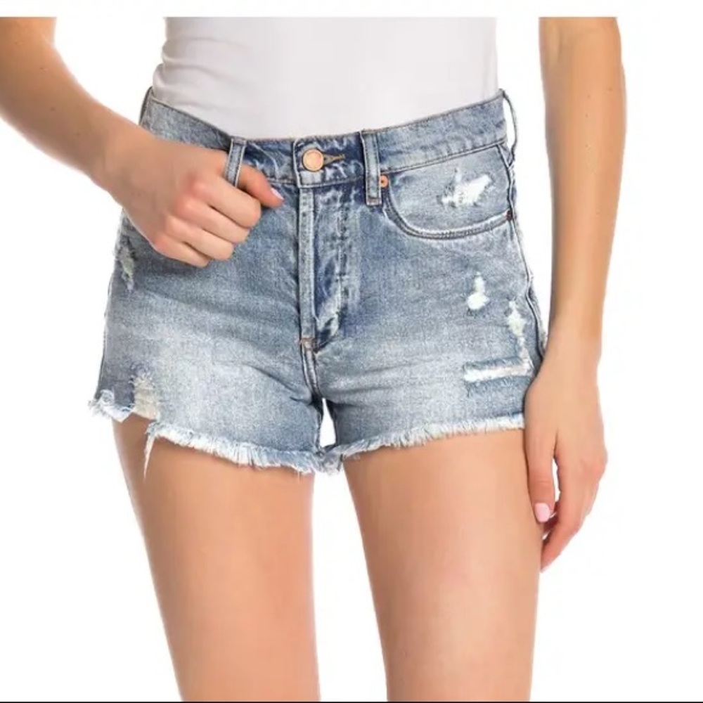 BLANKNYC high rise distressed denim shorts